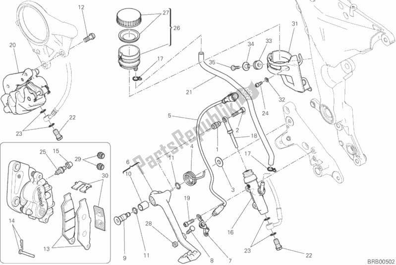 Todas las partes para Sistema De Frenado Trasero de Ducati Multistrada 1200 ABS USA 2015